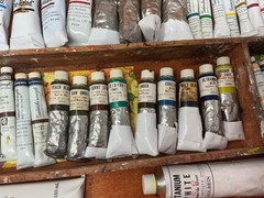 Vintage unused oil paint lot 42 tubes Holbein and Grumbacher And Vintage Artist