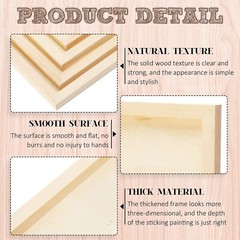 12 Pieces Wood Canvas Board, Unfinished Wood Cradled Painting Panels Boards D…