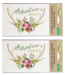 2-Adventure Awaits Flowers Crafter’s Square Iron-on Transfers New Fast Shipping
