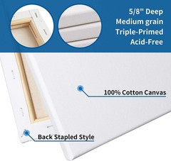 FIXSMITH Stretched Canvas for Painting- 8×10 Inch,Bulk Pack of 12,Primed,100% Co