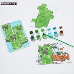 Minecraft Art Craft Kit For Kids Canvas Painting Set With 3 Canvases And Paint