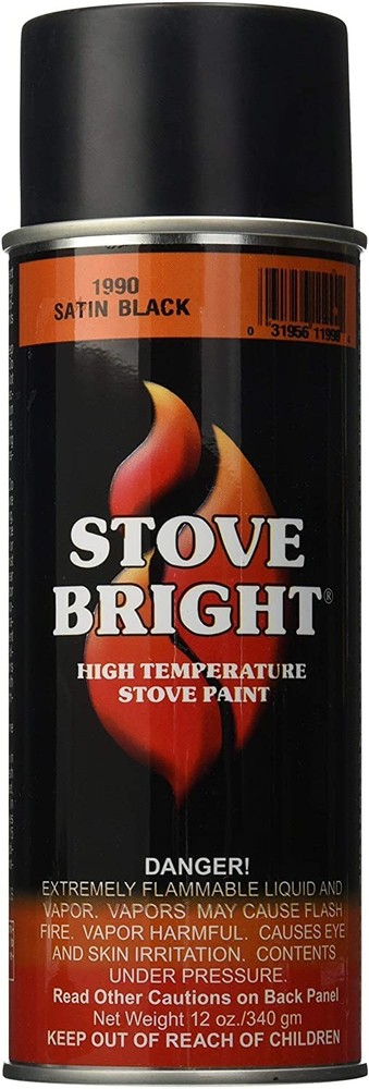 Stove Bright Fireplace Satin Black Paint – 12 Ounce (Pack of 1),