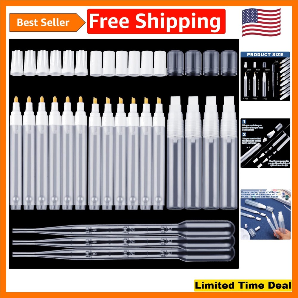 16-Piece Acrylic Paint Marker Set – Chisel Point, Water Resistant, Customizable