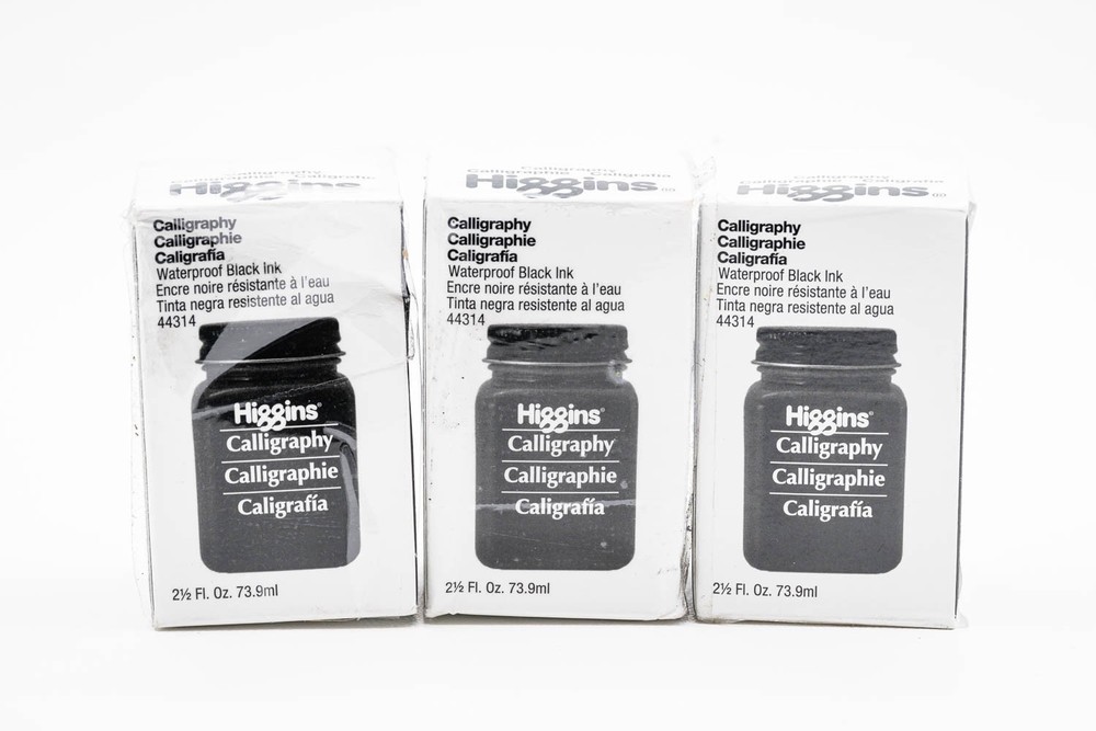 3 Pack – Higgins Waterproof Black Calligraphy Ink, 2.5oz (73.9ml) Bottle