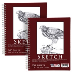 11″ x 14″ Left Hand Spiral 60lb Sketch Pad (Pack of 2)