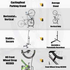 CyclingDeal Upright Bike Stand Floor – Vertical & Horizontal 1 Bike, Black