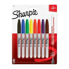 Sharpie Permanent Markers, Fine Point, 8 Count 1 (Pack of 8), Assorted