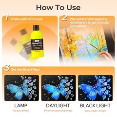 Fluorescent Acrylic Paint Set – 6 Vibrant Neon Colors, Non-Toxic, Glow Under Bla