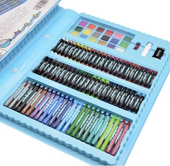 185 Pieces Double Sided Trifold Easel Art Set, Drawing Art Box with Oil Pastels,