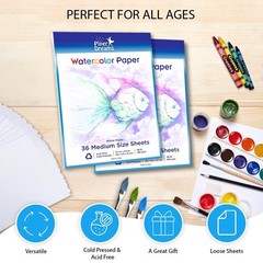 108 PCS Watercolor Paper 11.7×8.3 Inch Multipurpose Loose White Sheets Pad