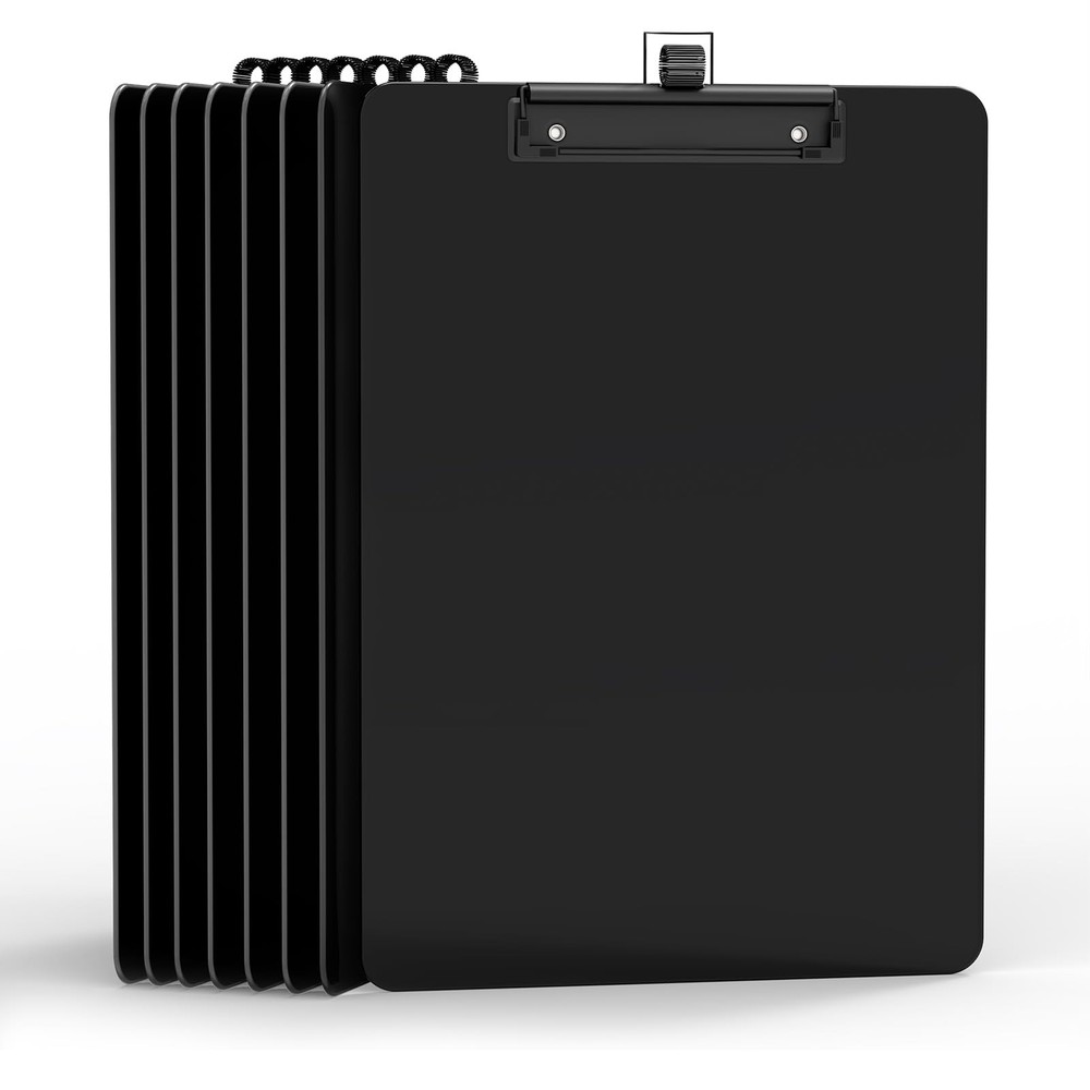 Black Clipboard with Pen Holder, 8.5 x 11 Plastic Clip Boards with Black Low …