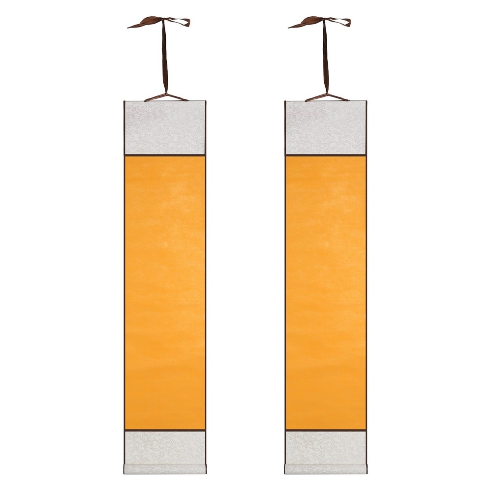 37.4″ x 8.7″ 2 Pcs Blank Hanging Scroll Paper Wood Rod, Bright Yellow