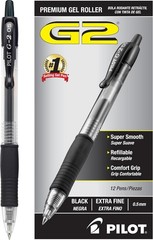 Gel Pen Refillable Retractable Extra Fine Point Black Ink 12 Pack