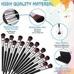 Mop Brush For Acrylic Painting 40 PCS 1 Inch Oval Blending Wood Handle Art