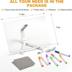 LED Note Board with 7 Colors, 12″X8″ Lumiboard Led Drawing Board for Kids, Light