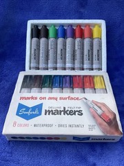 Vtg Sanfords Deluxe Felt Tip 8 Multicolor Markers Box Set Potent Smell No 10078