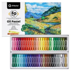 Artecho Oil Pastels Set of 50 Colors (8 x 60 mm), Soft Oil Pastels for Art Pa…
