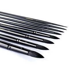 Transon 8pcs Round Watercolor Paint Brush Set Goat Hair for Large, Black