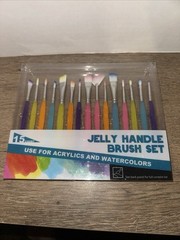 15Pcs Artist Brushes,Silicone Holder,Oil Acrylic Watercolor Painting, Multicolor