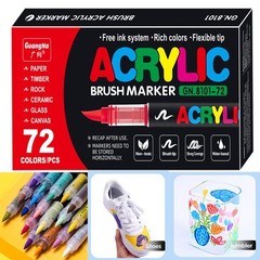 12-72 Acrylic Paint Brush Pens Set for Rock Fabric Wood Glass DIY Art Crafts