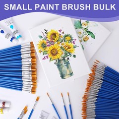 Small Paint Brushes Bulk 160 Pcs Nylon Hair Flat and Round Pointed Acrylic