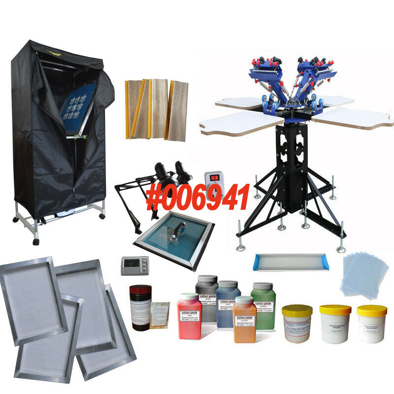4 Color Screen Printing Kit Manual Operate Kit for Various T-shirts US #006941