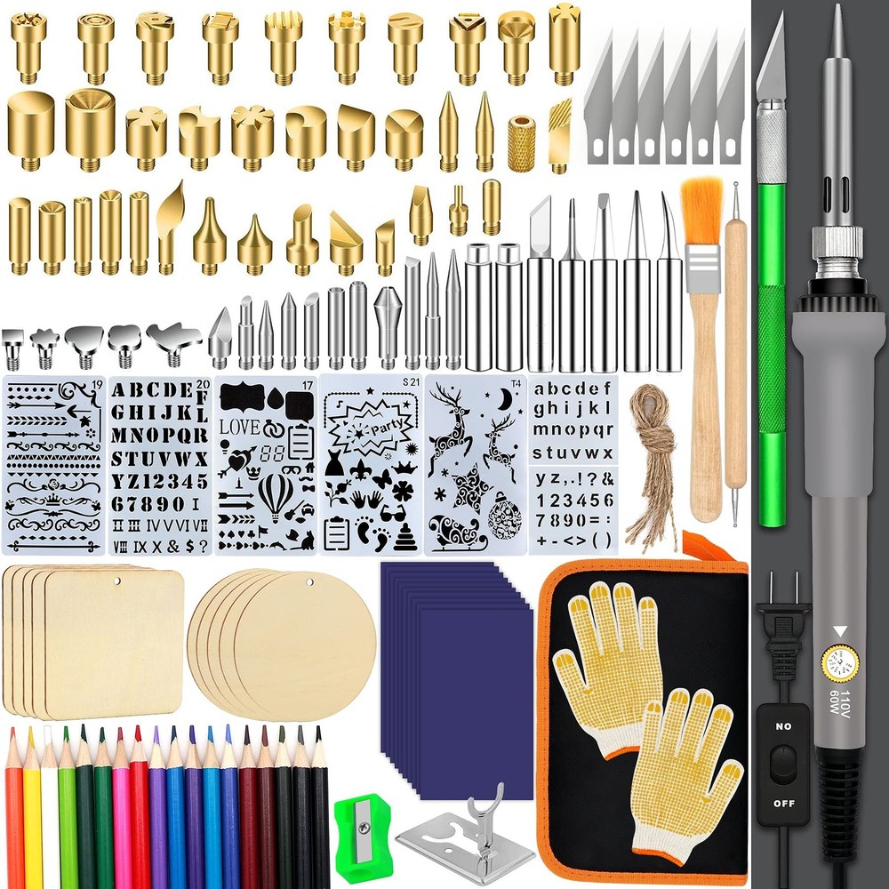 137PCS Wood burning Kit, DIY Creative Tool Set Soldering Woodburning Pen with…