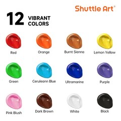 Shuttle Art Outdoor Acrylic Paint Set, 12 8 Fl Oz (Pack of 12), 12 Colors