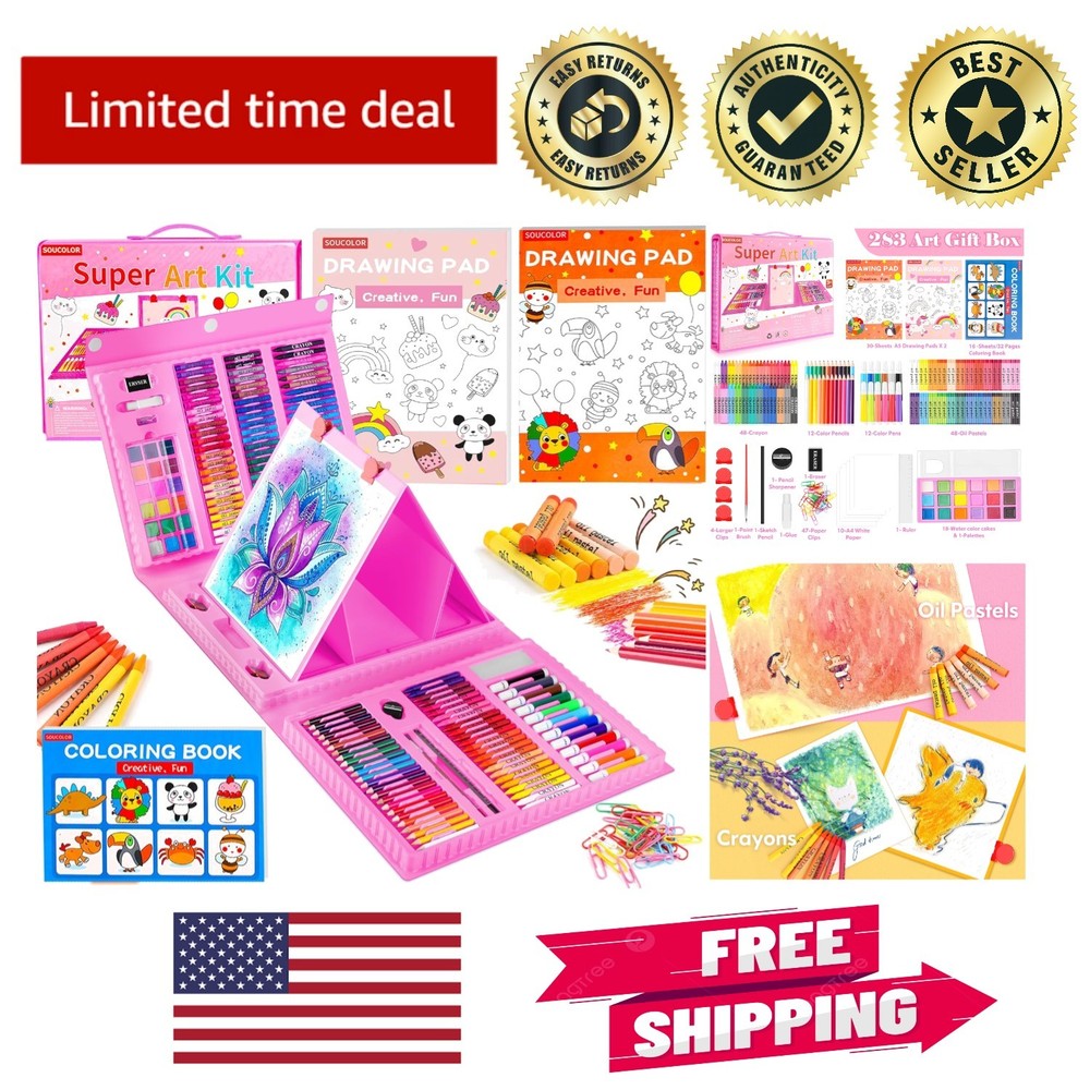 All-in-One 283-Piece Art & Craft Set with Double-Sided Easel, Perfect Gift