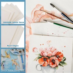 120 Sheets Watercolor Paper, 8.5″ x 11″ 140 lb/300 GSM Cold Press Watercolor …