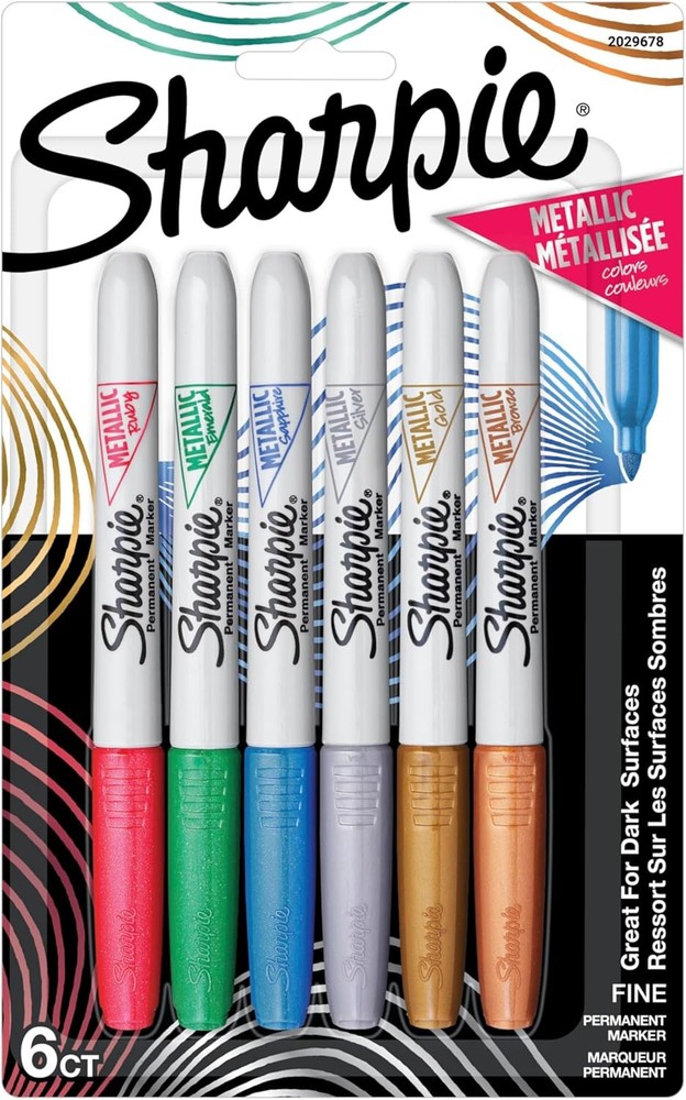 Sharpie Metallics 6 Count Metallic Assorted Colors, 6