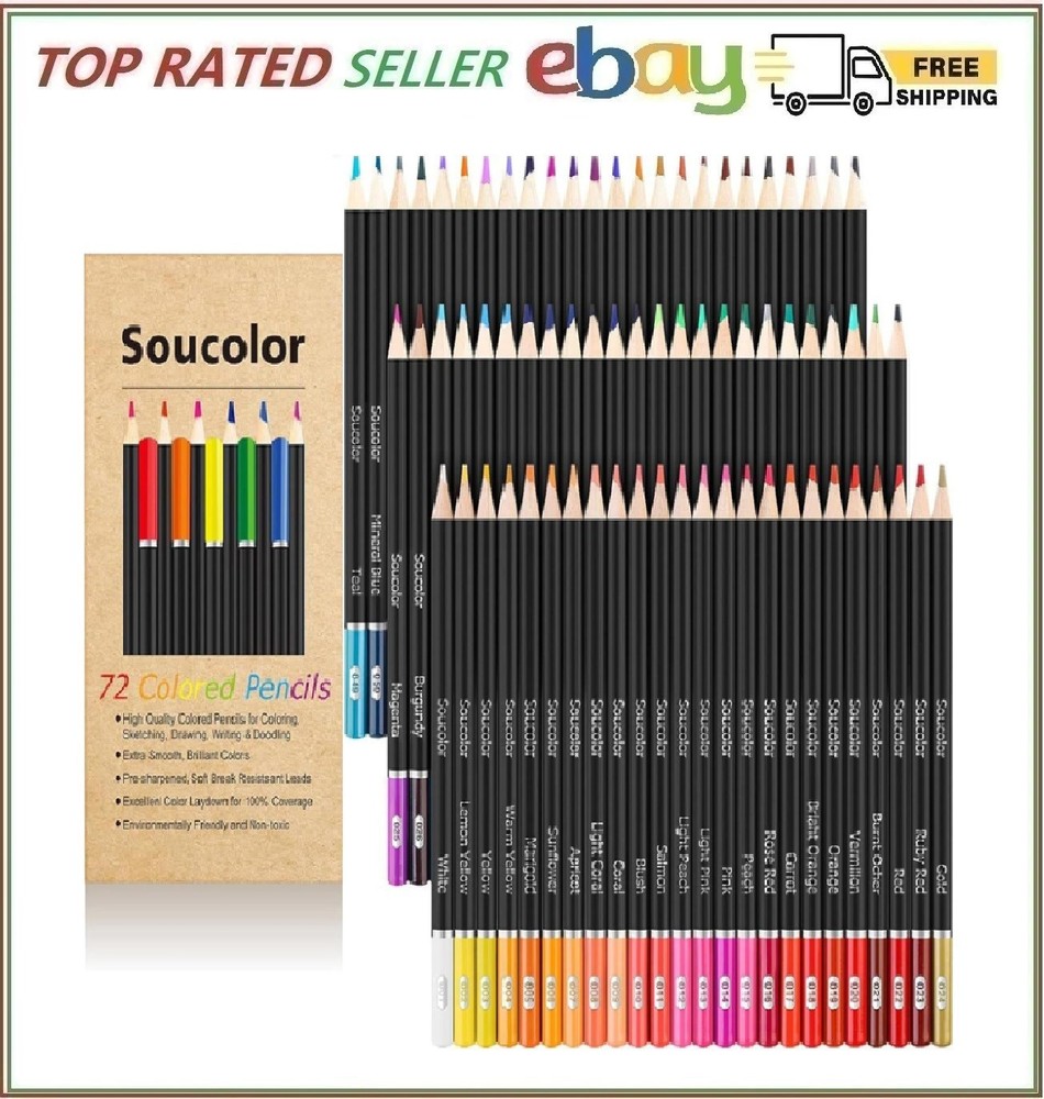 Soucolor 72-Color Colored Pencils for Adult Coloring Books, Back to School Su…