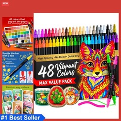 Acrylic Paint Markers 48 Count Dual Tip Fine Dot Pens for Fabric Rock Glass