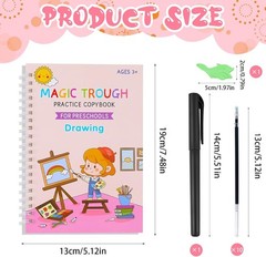 4 PC Reusable Grooved Writing Books for Kids, Magic Copy Books,Reusable Handl