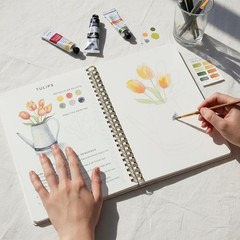 Beautiful Watercolor Workbook for Beginners – Relaxing 6.5 x 9 inches, Floral