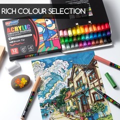 SKYGLORY 24 Colors Brush Tip Acrylic Paint 1 Count (Pack of 24), SG-24