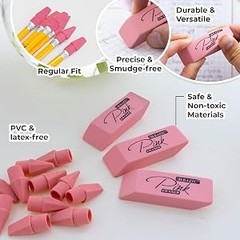 BAZIC Eraser Sets Eraser, Pink (2233) | latex-and PVC-free, pink block erasers
