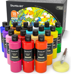 Shuttle Art 18 Colors Acrylic Paint Bottle Set (250Ml/8.45Oz), Rich Pigmented Bu