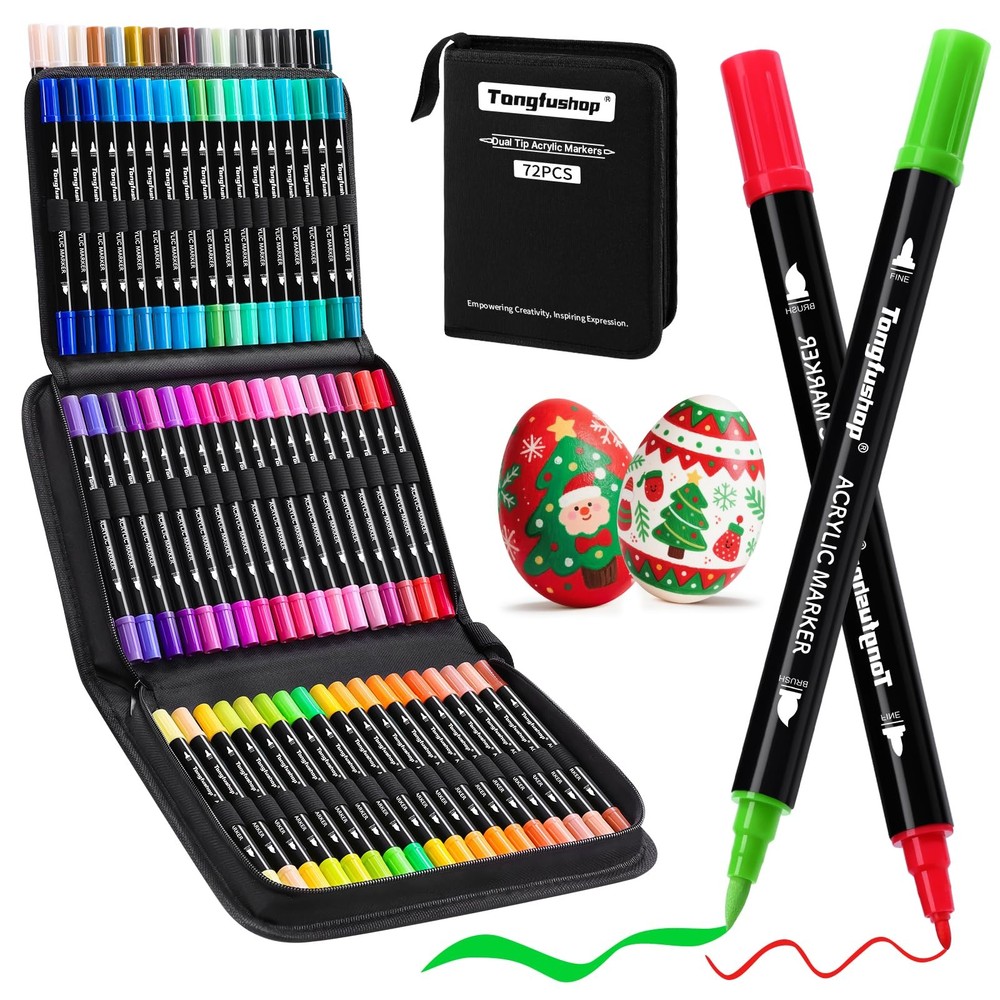 Tongfushop 72 Colors Acrylic Paint Markers, 1 Count (Pack of 72), 72 colors