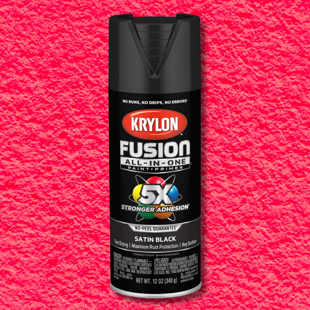 Fusion All-In-One Adhesive Spray Paint for Indoor/Outdoor Use, 12 Oz, Bla