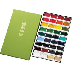 Kuretake GANSAI TAMBI Watercolor Paint Set 36 18.27 Ounce (Pack of 1), SILVER