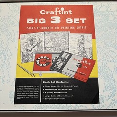 Vtg 1950s NEW Craftint Oil Paint by Number Big 3 Canvas Kit Dogs Spaniel Shepard
