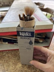 Vintage lot Of Mixed Artist Supply Used Paint Brushes Different Brands