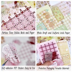 47 Sheets Pink Textured Scrapbook Paper Mesh Stickers for Junk Journal Crafts