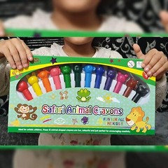 PACK OF 12 COLOURFUL ANIMAL CRAYONS FUN FOR ALL THE KIDS CHILD TODDLERS ARTISTIC