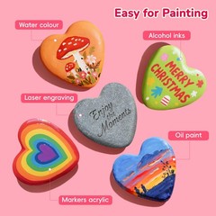 15 Heart-Shaped Natural Rocks for Painting – DIY Craft Decoration Stones