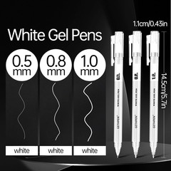 White Gel Pens 9 Pack, 0.5/0.8/1.0mm Tips Opaque Ink for Journaling & Art