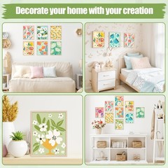 12Pcs Floral Pre Drawn Canvas for Painting Boho Flowers Pre Printed Stretched…