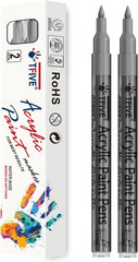 Silver Paint Marker Pens – 2 Pack Acrylic Permanent Marker, 0.7mm Extra Fine Tip