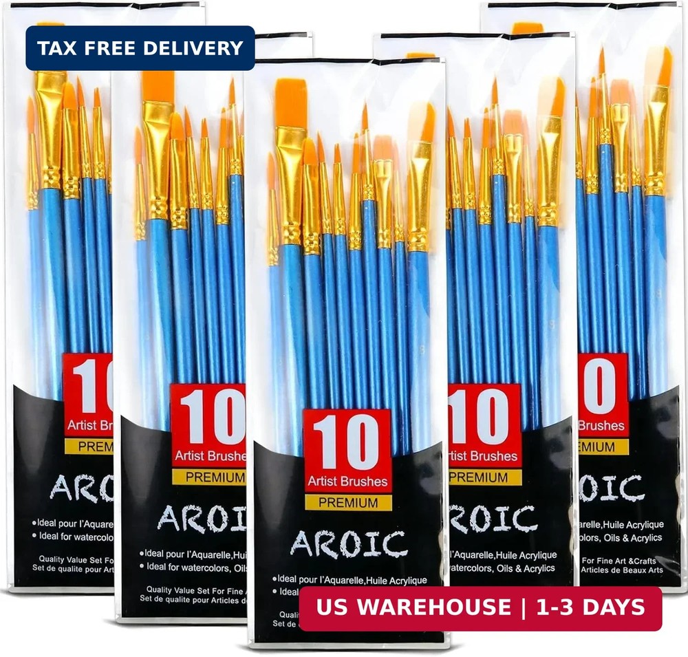 Acrylic Paint Brush Set 50pcs Nylon Hair Watercolor Oil Painting Artist Brushes